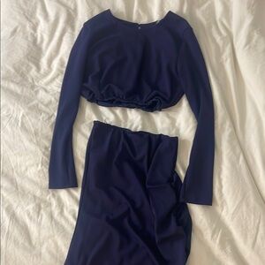 Elegant Navy Blue Two-Piece Set